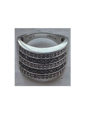 JWBR 925 Sterling Silver Channel-set Black Diamonds Ring